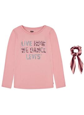 T-Shirt Levis Zebra Scrunchi Rosa para Menina