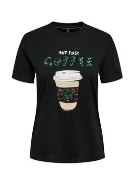 T-Shirt Only Kita Café Preto para Mulher
