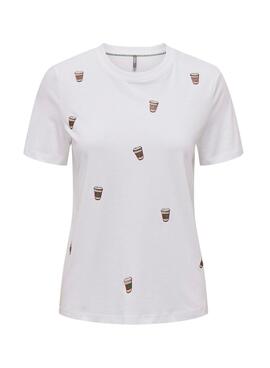T-Shirt Only Kita Café Branco para Mulher