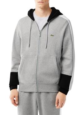 Sweat Lacoste Jogger Cor bloco Capuz Cinza