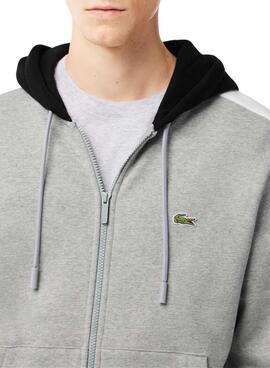 Sweat Lacoste Jogger Cor bloco Capuz Cinza