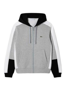 Sweat Lacoste Jogger Cor bloco Capuz Cinza