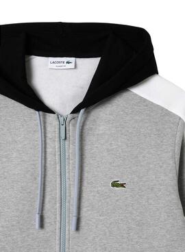 Sweat Lacoste Jogger Cor bloco Capuz Cinza