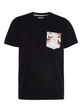 T-Shirt Tommy Jeans Camuflado Pocket Preto para Homem