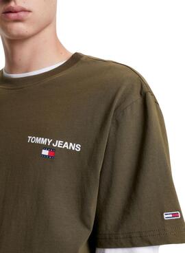 T-Shirt Tommy Jeans Linear Back Verde Homem