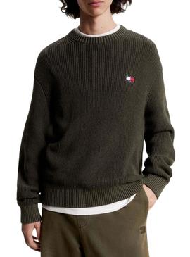 Camisola Tommy Jeans Tonal XS Badge Verde Homem
