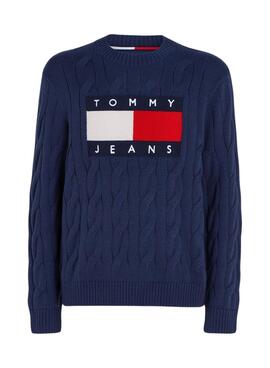 Camisola Tommy Jeans Flag Cabo Azul Marinho Homem