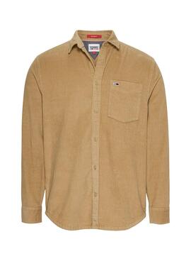 Camisa Tommy Jeans Corduroy Camel para Homem