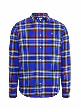 Camisa Tommy Jeans Relaxed Check Azul Homem