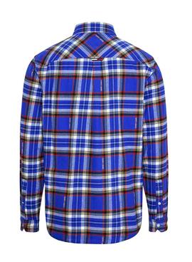 Camisa Tommy Jeans Relaxed Check Azul Homem