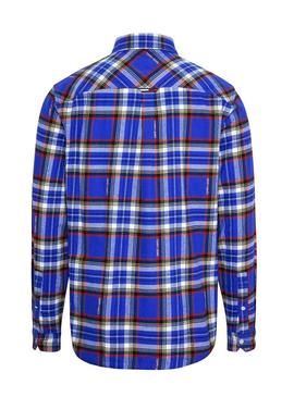 Camisa Tommy Jeans Relaxed Check Azul Homem