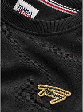 Sweat Tommy Jeans Signature Preto para Mulher