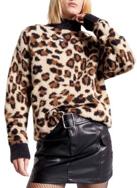 Camisola Tommy Jeans Cuello Perkins Leopardo Mulher