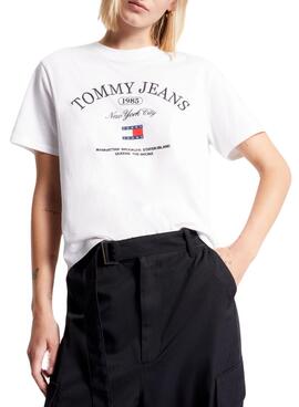 T-Shirt Tommy Jeans Lux Athletic Branco Mulher