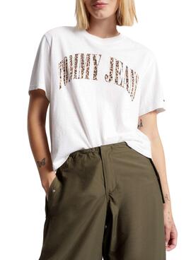 T-Shirt Tommy Jeans Classic Leo para Mulher Branco