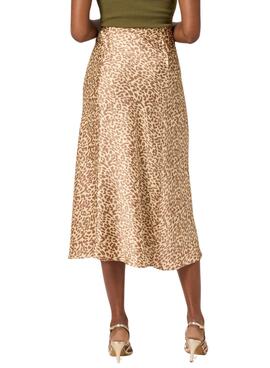 Saia Naf Naf Animal Print Beige para Mulher