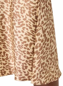 Saia Naf Naf Animal Print Beige para Mulher