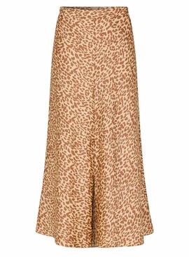 Saia Naf Naf Animal Print Beige para Mulher