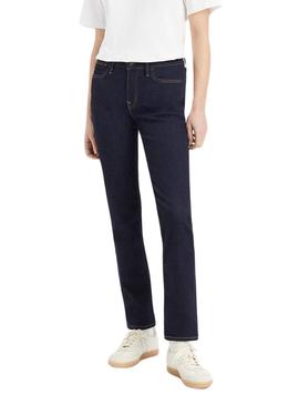 Calças Jeans Levis 712 High Slim Azul Marinho Mulher