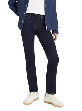 Calças Jeans Levis 712 High Slim Azul Marinho Mulher