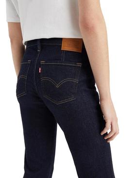 Calças Jeans Levis 712 High Slim Azul Marinho Mulher