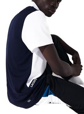 Polo Lacoste Sport Colorblock Branco De Homem