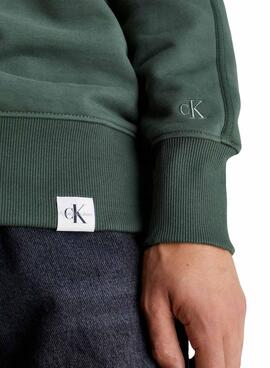 Sweat Calvin Klein Jeans Tecido Tab Crew Verde