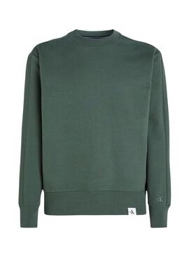 Sweat Calvin Klein Jeans Tecido Tab Crew Verde