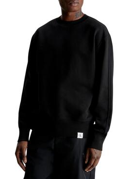 Sweat Calvin Klein Jeans Tecido Tab Crew Preto