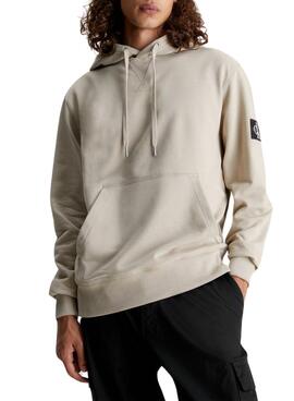 Sweat Calvin Klein Jeans Badge Hoodie Beige