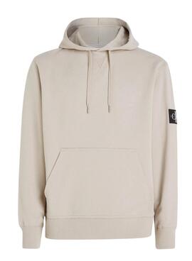 Sweat Calvin Klein Jeans Badge Hoodie Beige