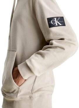 Sweat Calvin Klein Jeans Badge Hoodie Beige