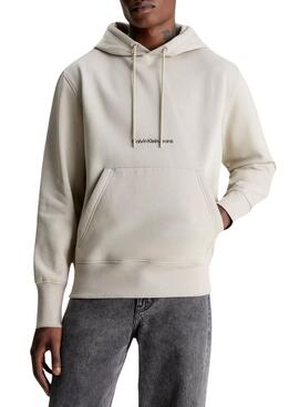 Sweat Calvin Klein Institutional Hoodie Beige