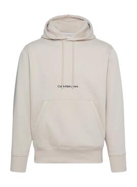 Sweat Calvin Klein Institutional Hoodie Beige