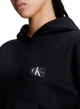 Etiqueta tecida Sweat Calvin Klein Jeans Preto