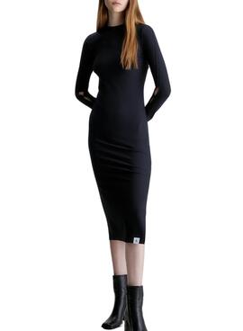 Vestido Calvin Klein Jeans Tab Rib Preto Mulher