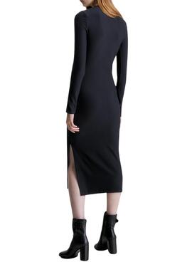 Vestido Calvin Klein Jeans Tab Rib Preto Mulher