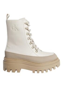 Botas Calvin Klein Jeans Flatform Lace Beige Mulher