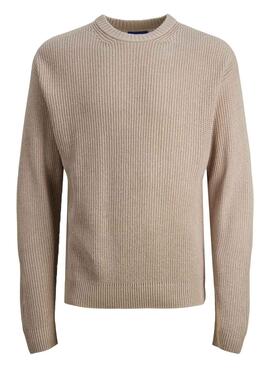 Camisola Jack & Jones Rib Beige para Homem