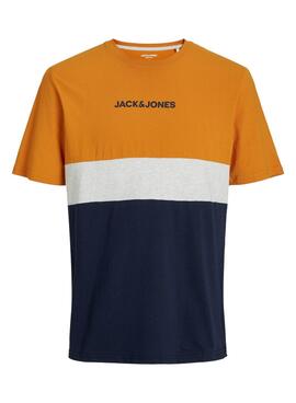 T-Shirt Jack & Jones Eired Block Laranja Homem