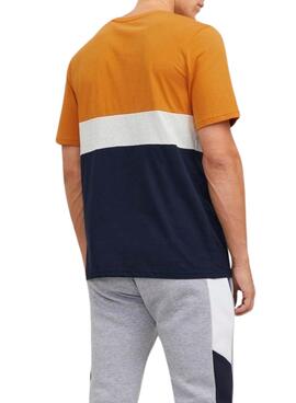 T-Shirt Jack & Jones Eired Block Laranja Homem