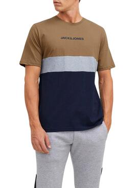 T-Shirt Jack & Jones Eired Block Marrom Homem