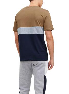 T-Shirt Jack & Jones Eired Block Marrom Homem