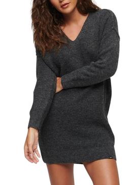 Vestido Superdry V Neck Knit Cinza para Mulher