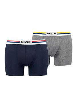 Pack 2 Cuecas Levis Placed Azul Marinho Homem