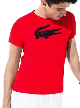 T-Shirt Lacoste Sport Croco Grande Vermelho Homem