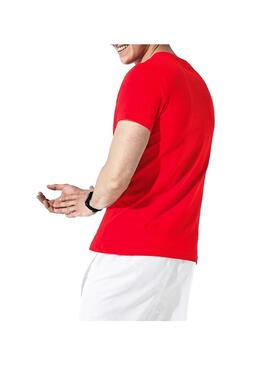 T-Shirt Lacoste Sport Croco Grande Vermelho Homem