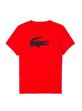T-Shirt Lacoste Sport Croco Grande Vermelho Homem