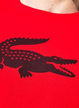 T-Shirt Lacoste Sport Croco Grande Vermelho Homem