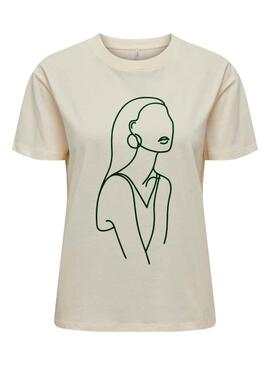 T-Shirt Only Cille Beige para Mulher